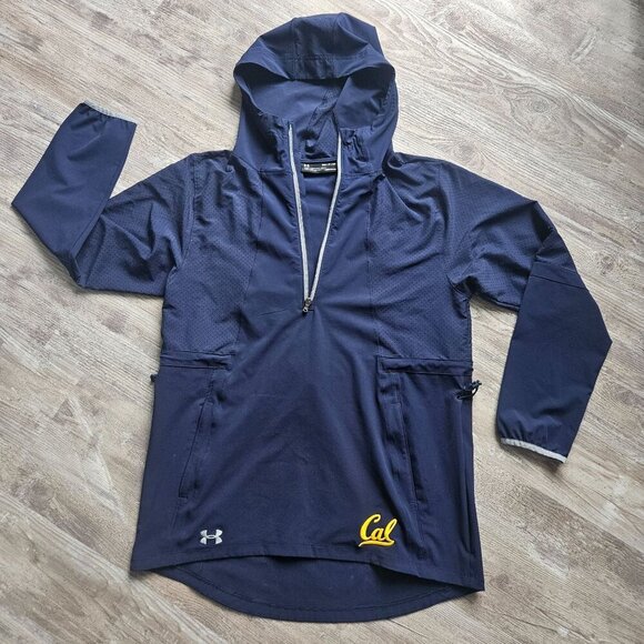 California Golden Bears Under Armour Cal Navy Squad Woven 1/2 Zip HeatGear Sz S - Picture 1 of 16